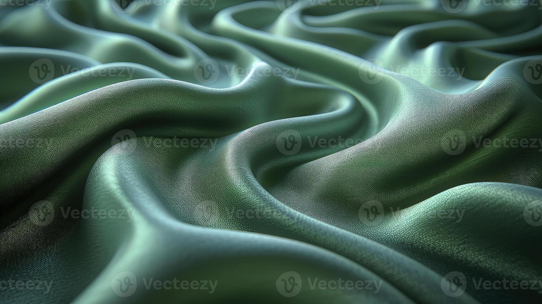 AI generated Green silk fabric background. The luxurious fabric textured is very realistic and detailed. photo
