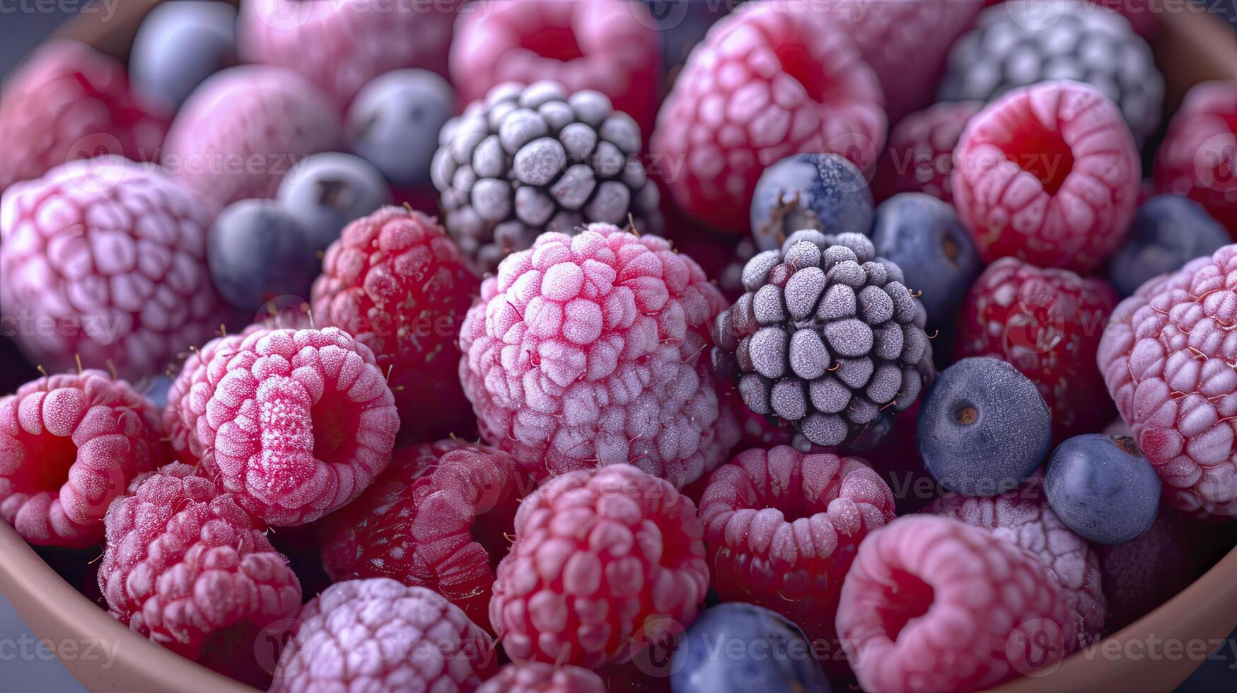 ai generado congelado baya popurrí fresas, arándanos, congelado bayas antecedentes. foto