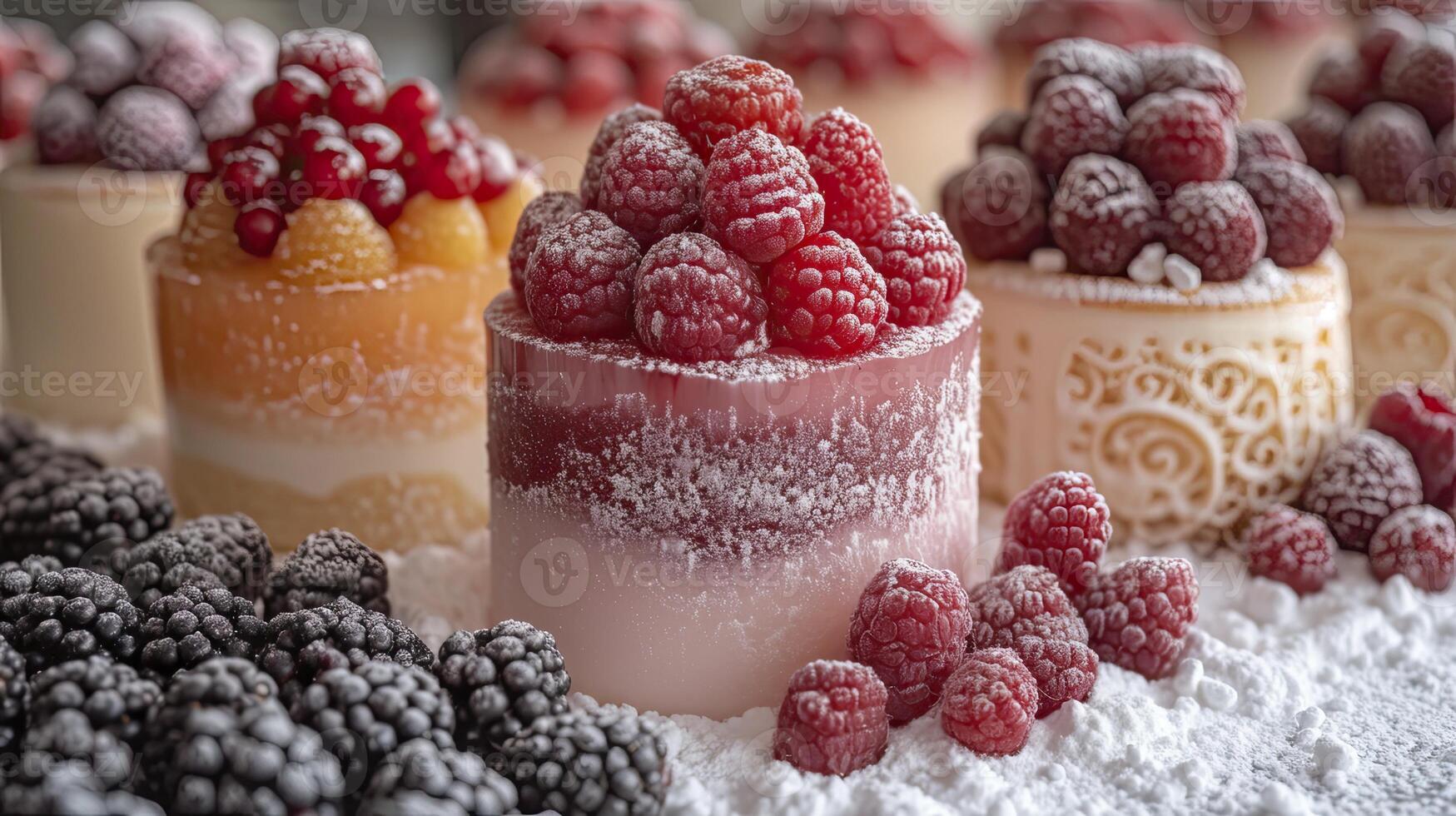 AI generated Sweet cake dessert served cold. Sweet cake and fruit dessert background. photo