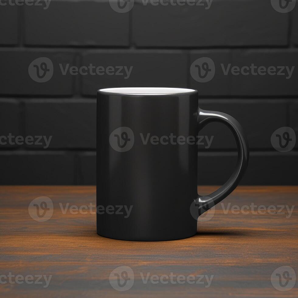 AI generated blank black mug mockup photo