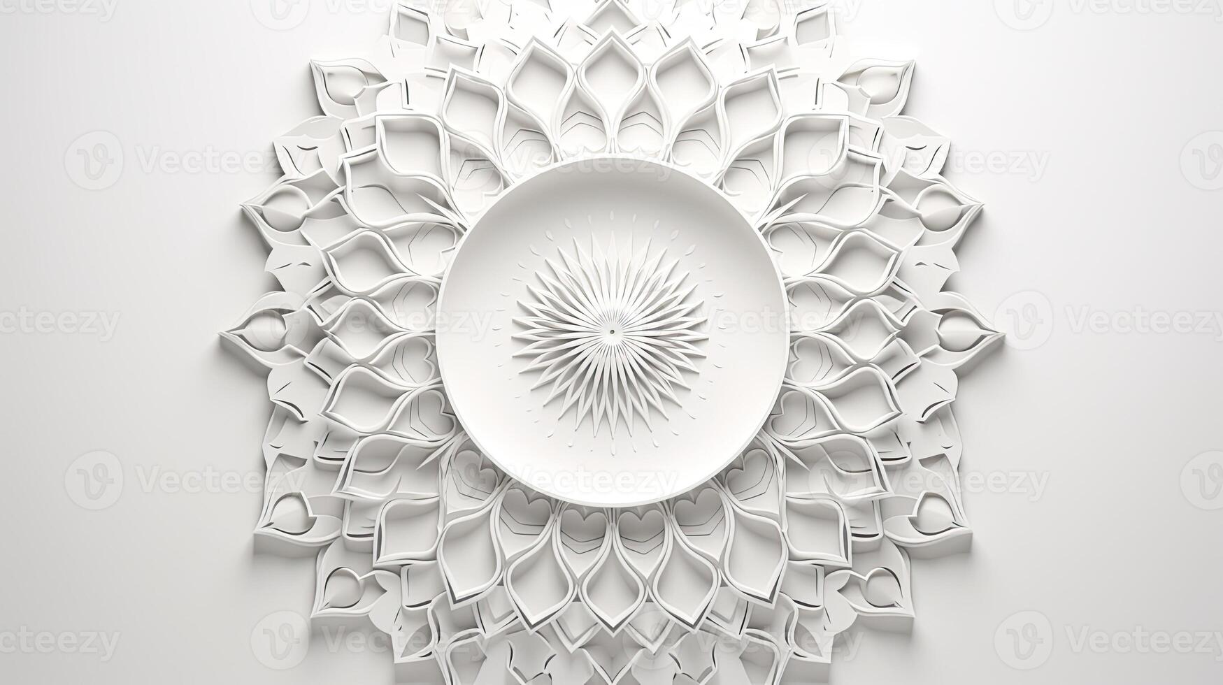 AI generated ramadan background, white background, mandalas style, 3d render photo