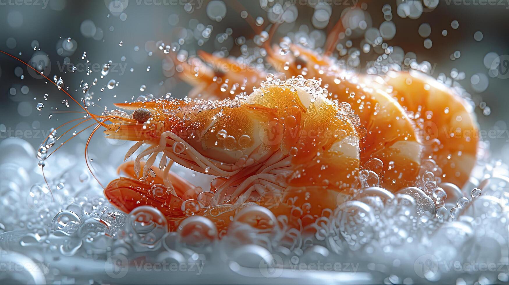 AI generated Succulent frozen shrimp. the freshness of the shrimp close up view. seafood photography. photo