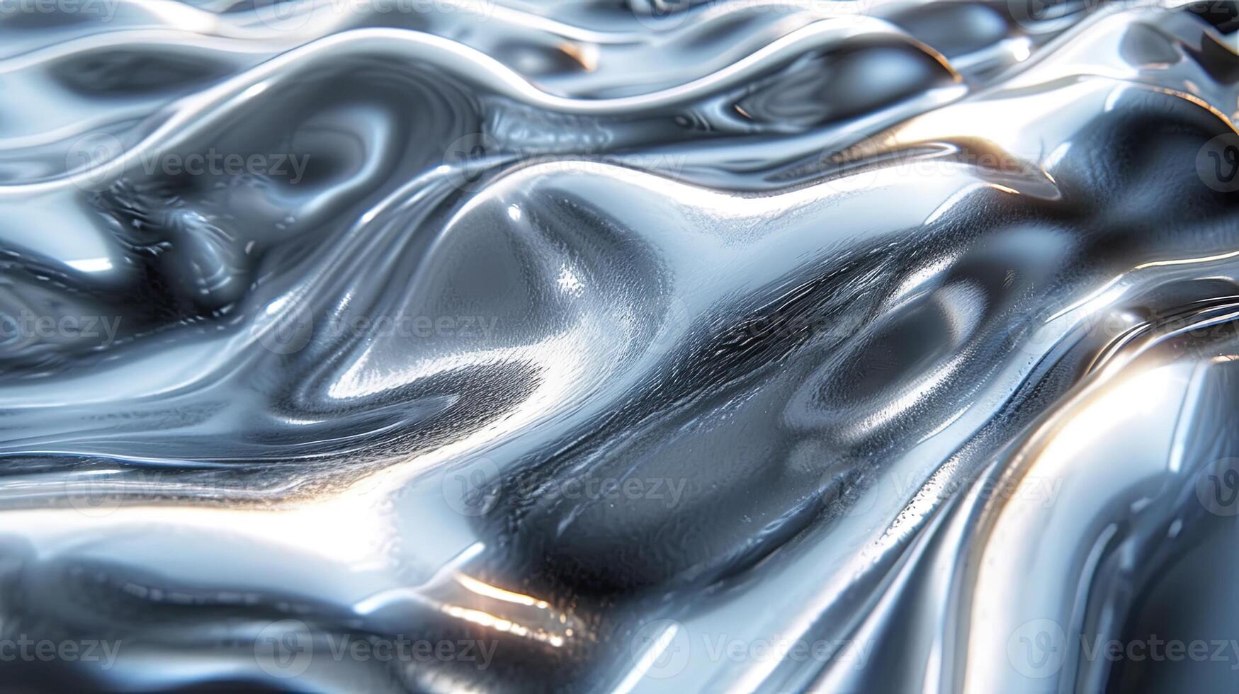 AI generated Liquid Chrome Background. The mesmerizing of liquid chrome graphic design. the brilliance and dynamic nature of liquid chrome, unique visual qualities. futuristic and high-tech elements. photo