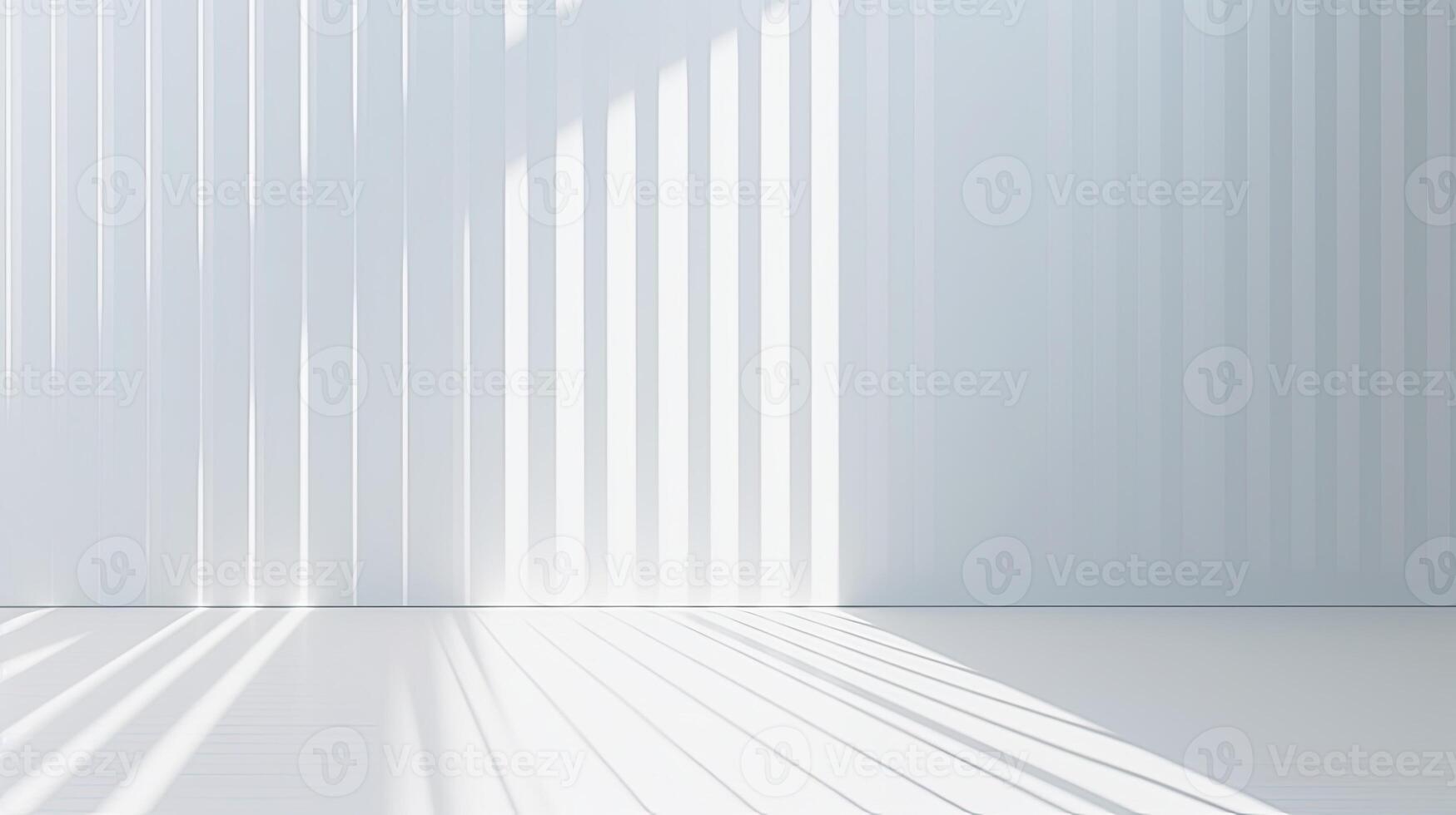 AI generated Realistic and minimalist blurred natural light windows, shadow overlay on wall paper texture, abstract background. Minimal abstract light white background for product presentation. photo