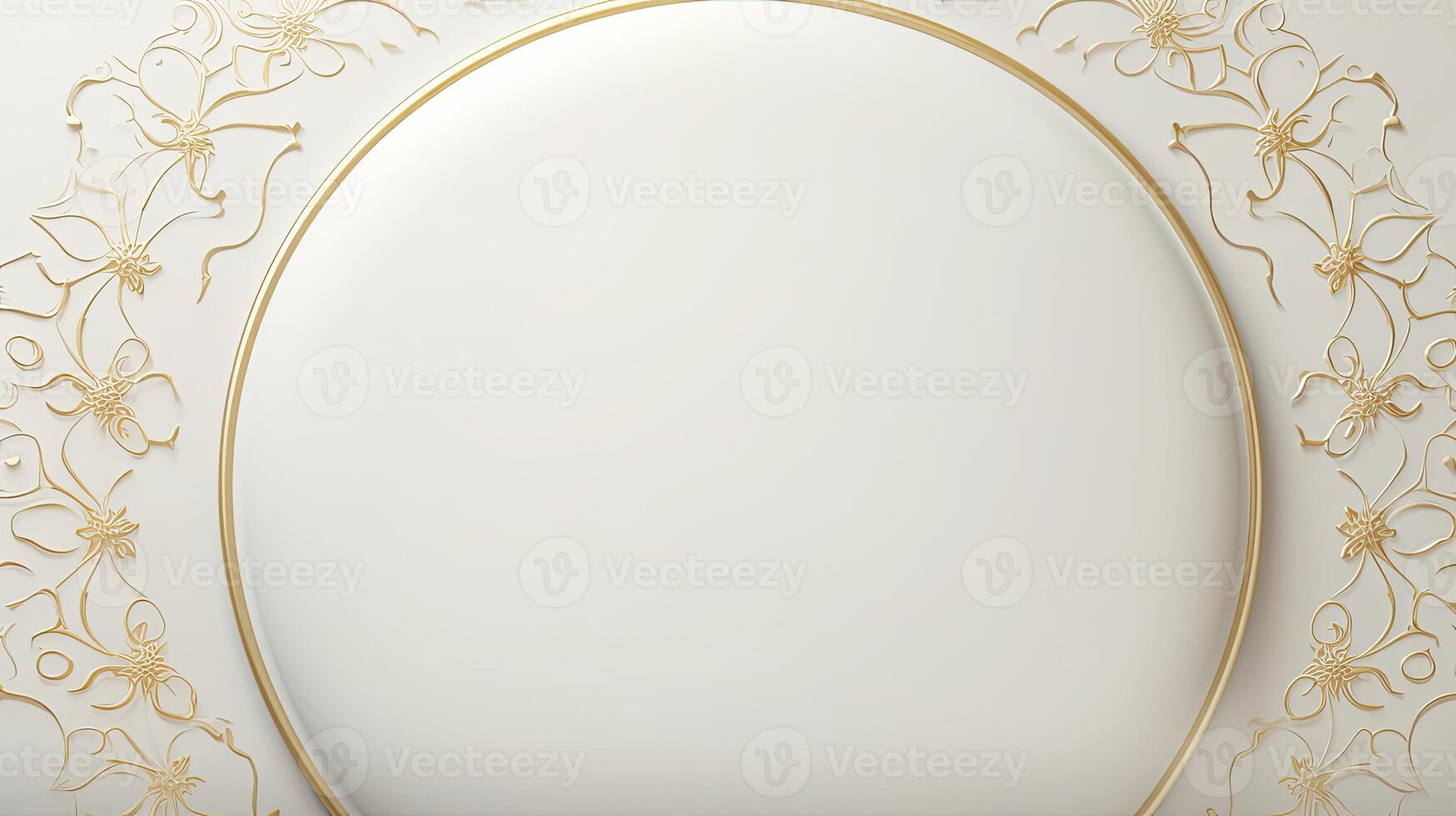 AI generated Ramadan background all white, gold accents. minimalism 3d rendering photo