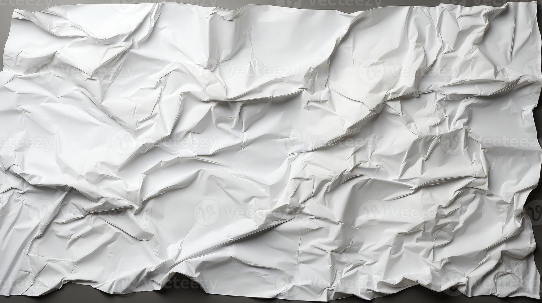 AI generated Glued white paper background. Crumpled texture background. photo