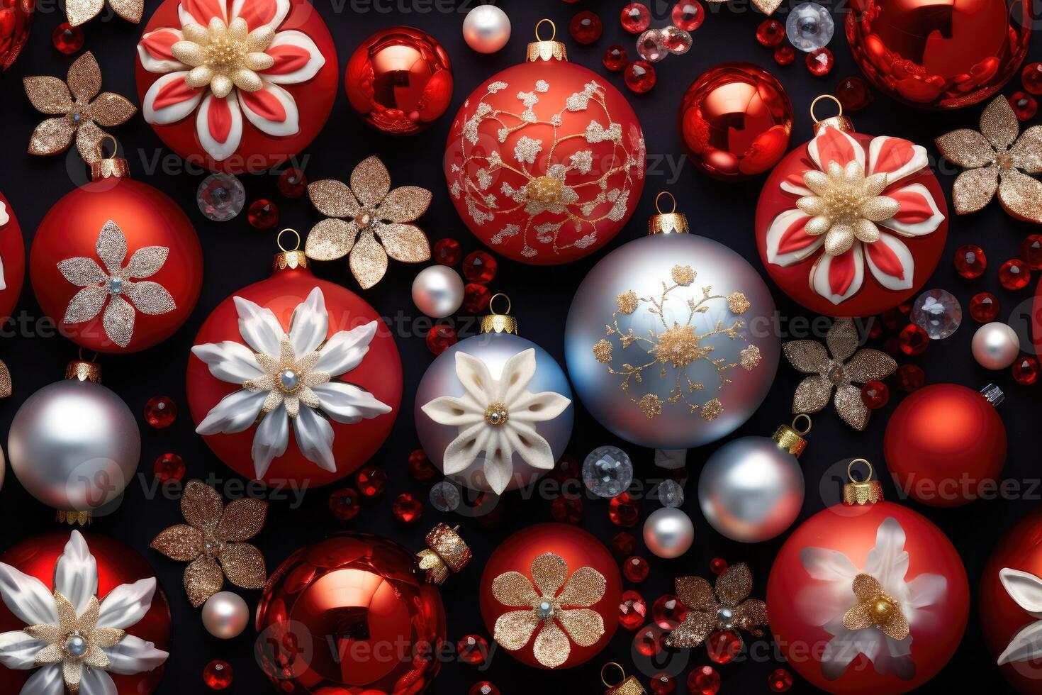 AI generated red lighting Christmas ornament photo