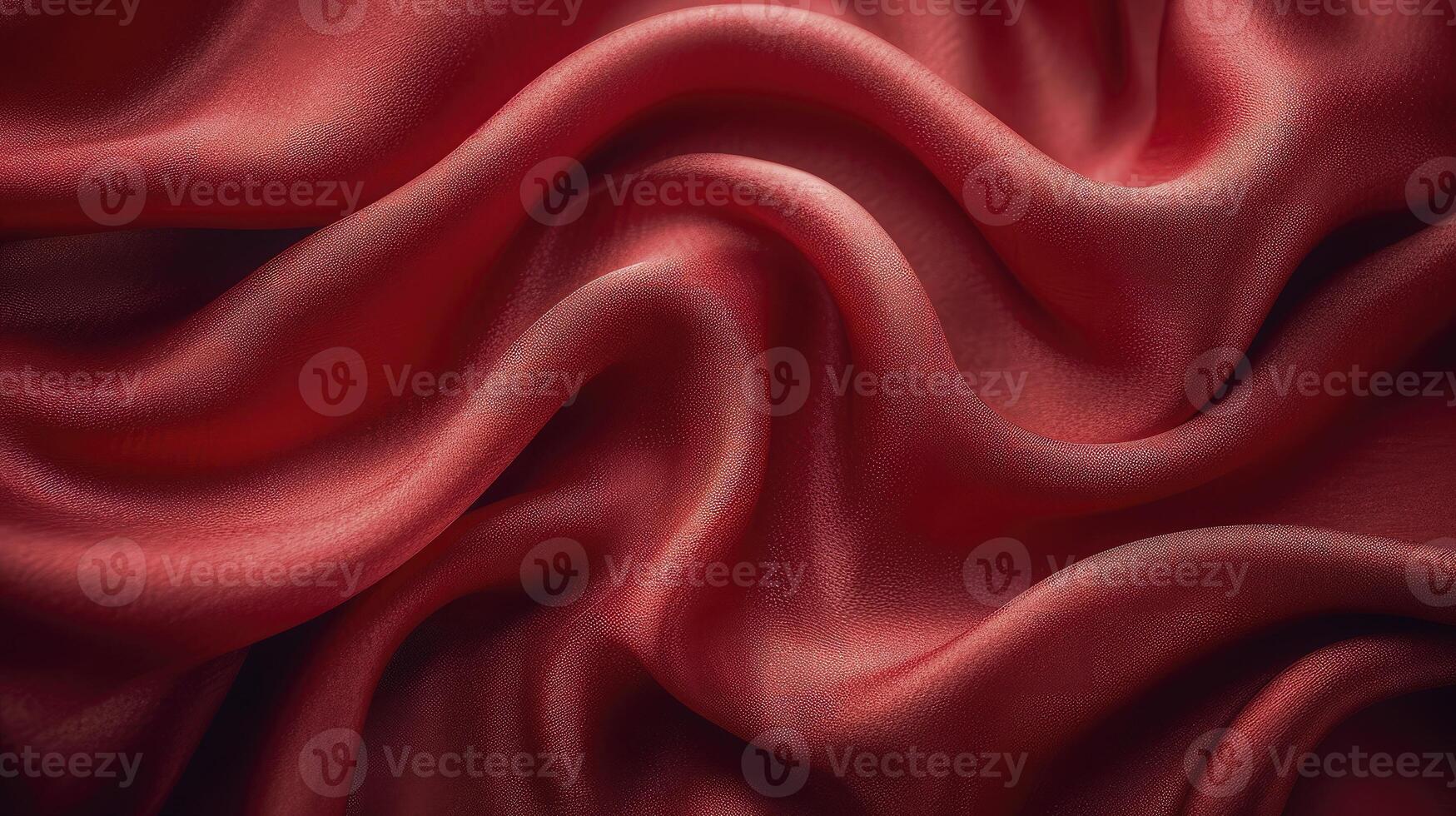 AI generated Red silk fabric background. The luxurious fabric textured is very realistic and detailed. photo