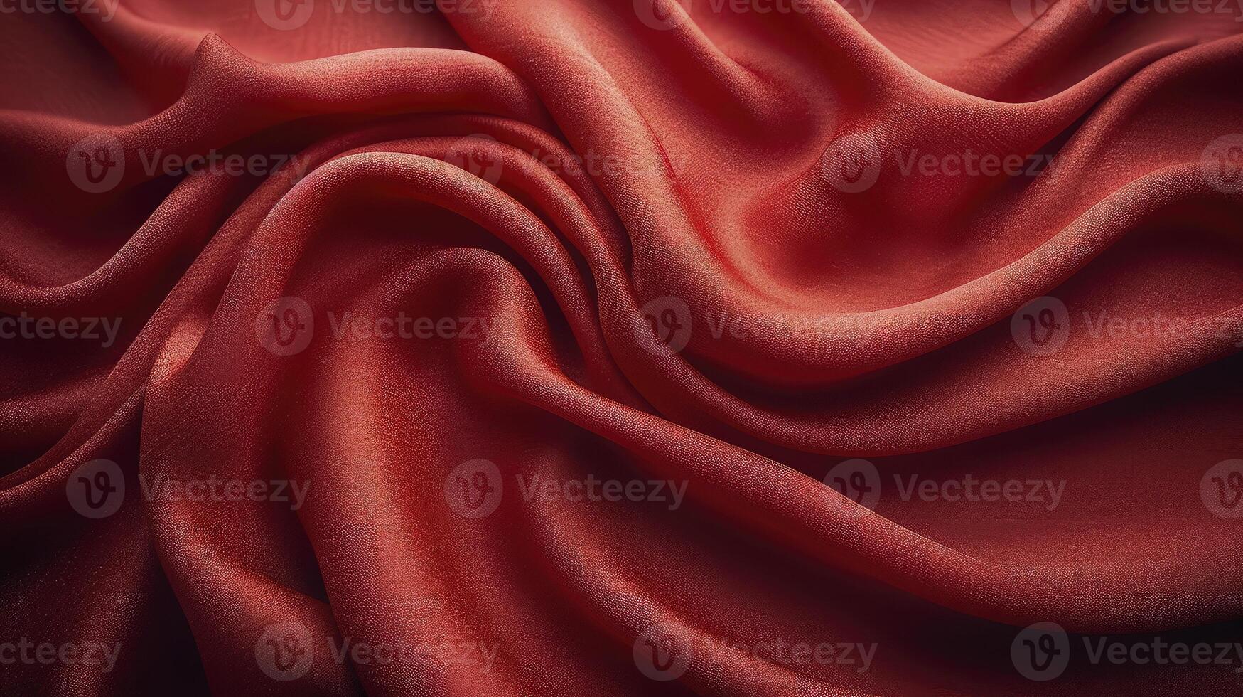 AI generated Red silk fabric background. The luxurious fabric textured is very realistic and detailed. photo