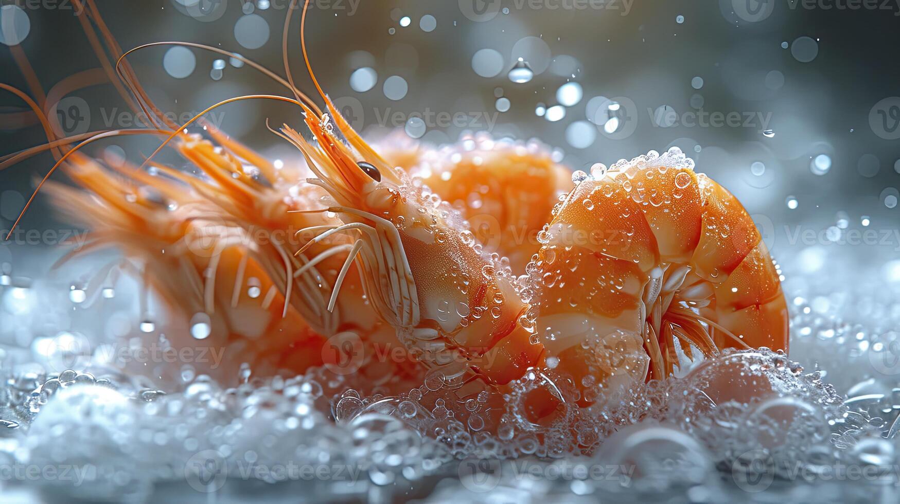 AI generated Succulent frozen shrimp. the freshness of the shrimp close up view. seafood photography. photo