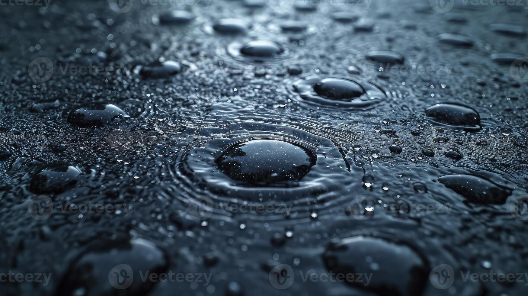 AI generated Raindrops on the lake surface with tempting textures and dramatic lighting. Abstract Background. photo