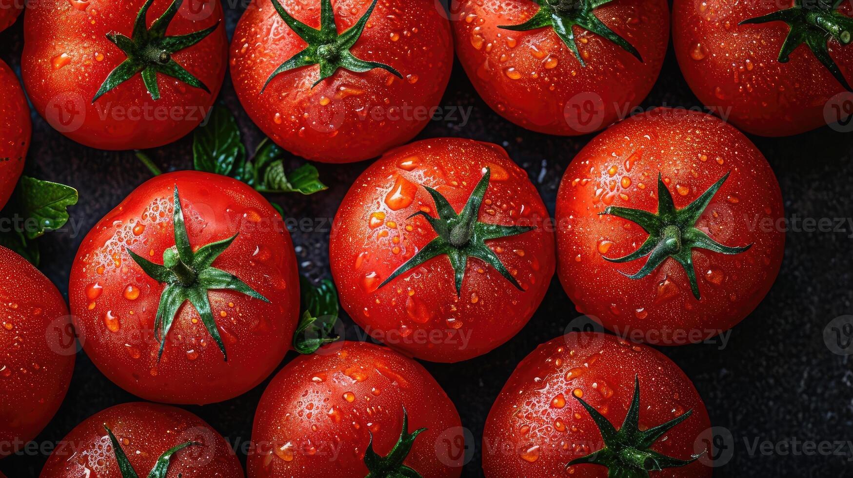 AI generated Tomato background. fresh tomatoes creatively arranged, an artistic layout to showcase color and shape. photo