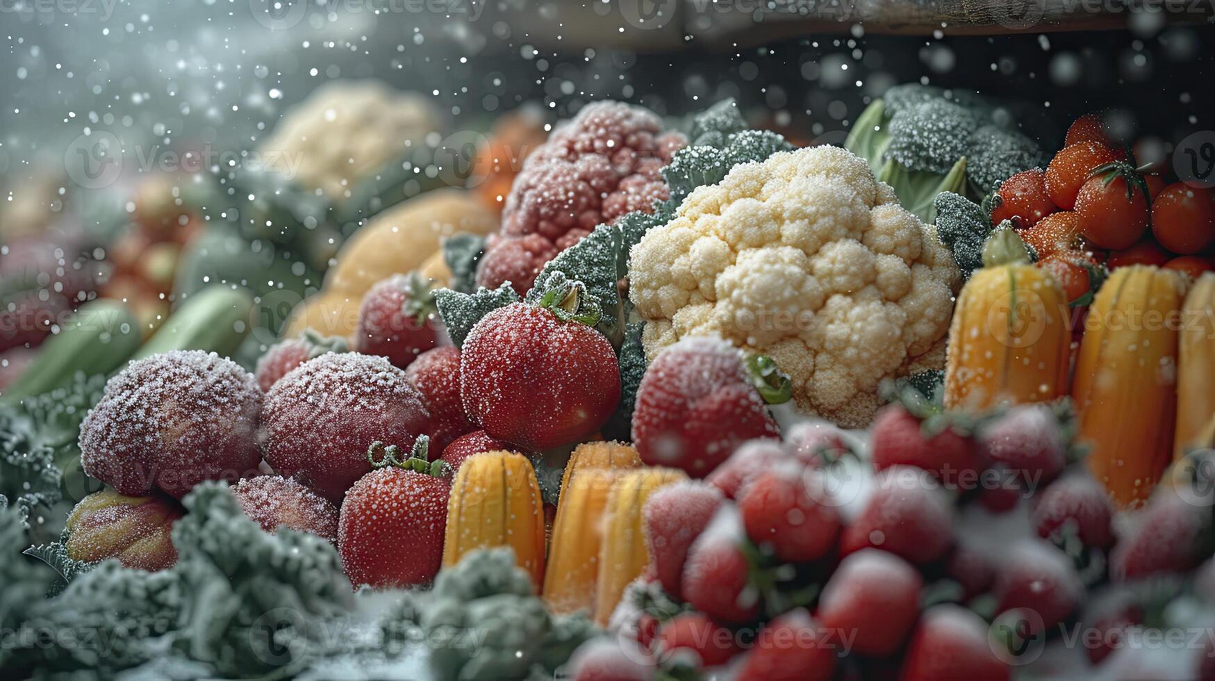 AI generated Frozen vegetables closeup photo