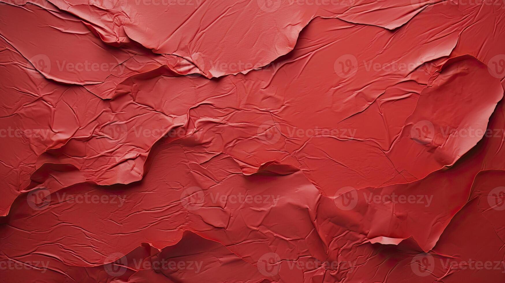 AI generated Glued red paper textured , stuck to white table, random tearing, moderate embossing, photo