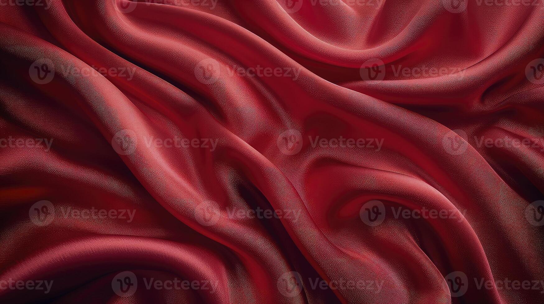 AI generated Red silk fabric background. The luxurious fabric textured is very realistic and detailed. photo