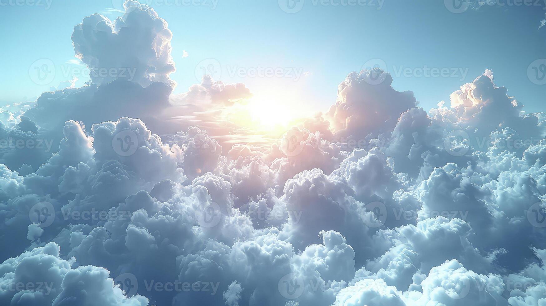 AI generated a cloudy morning sky with a thin layer of Cirrostratus clouds which adds to the softness of the atmosphere. photo