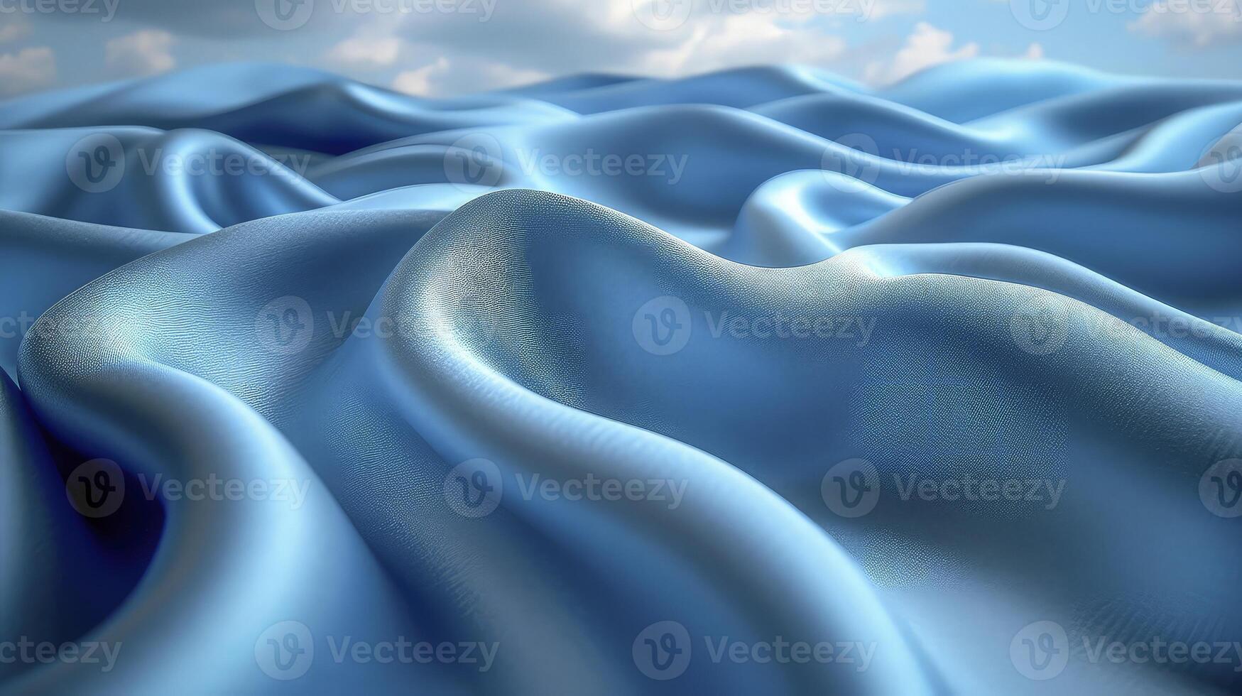 AI generated Blue silk fabric background. The luxurious fabric textured is very realistic and detailed. photo