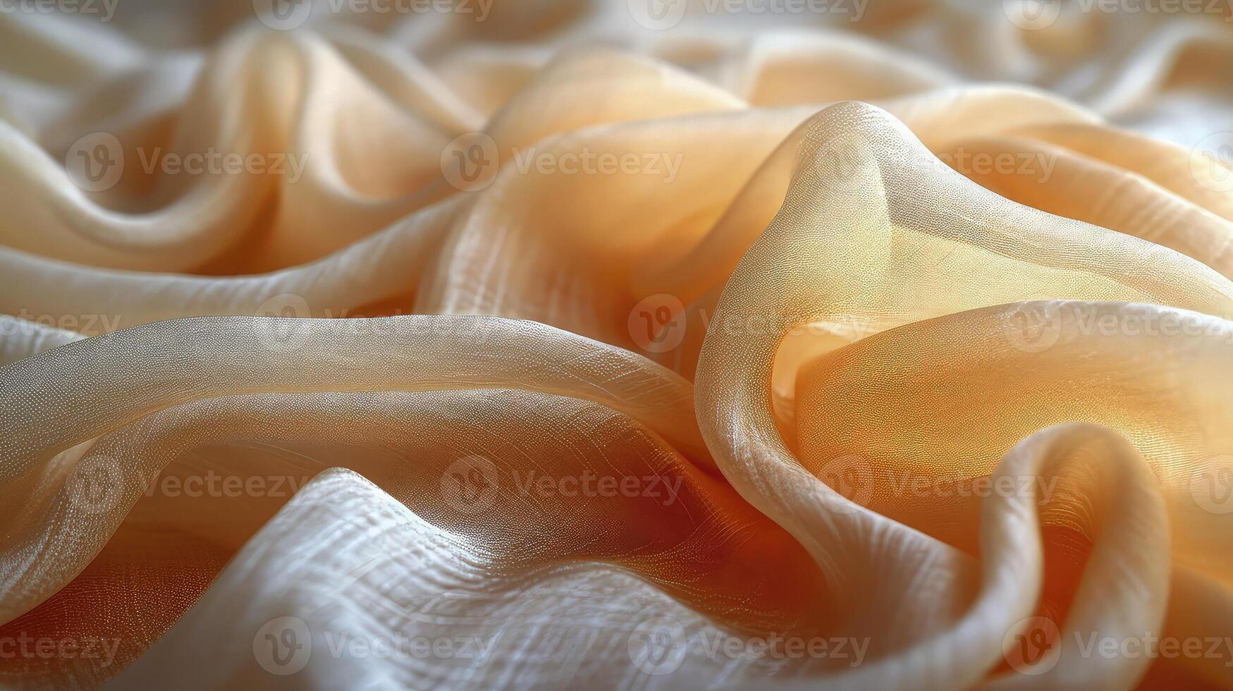 AI generated Warm toned soft silk fabric wavy background. The luxurious fabric texture is very realistic and detailed. photo