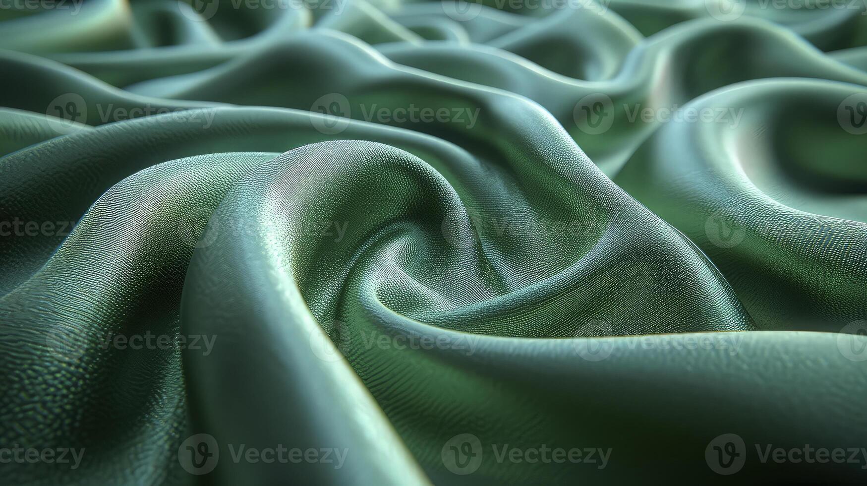 AI generated Green silk fabric background. The luxurious fabric textured is very realistic and detailed. photo