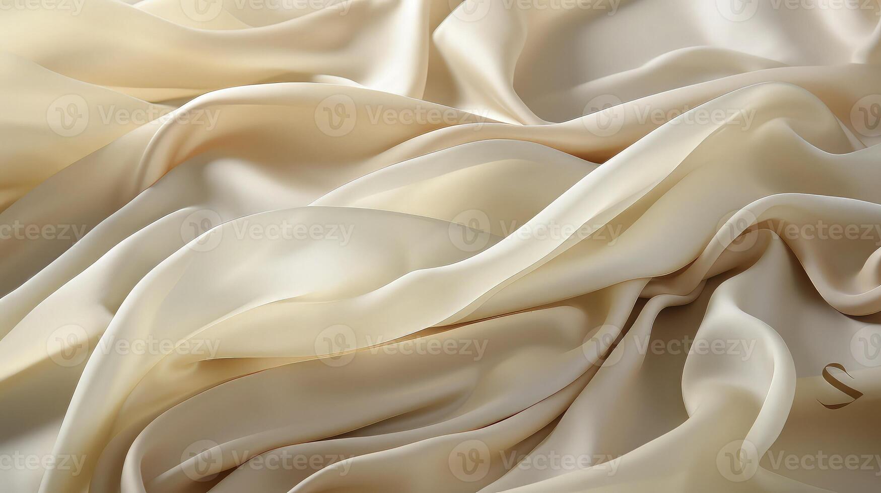 AI generated Wavy warm toned soft white silk fabric background. The luxurious fabric texture is very realistic and detailed. photo