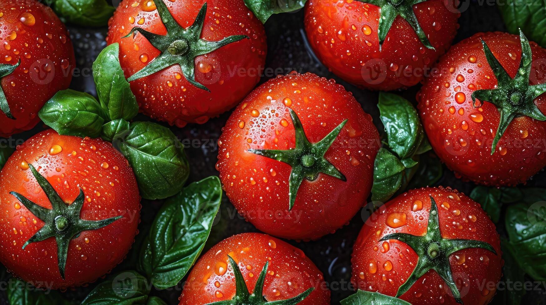 AI generated Tomato background. fresh tomatoes creatively arranged, an artistic layout to showcase color and shape. photo