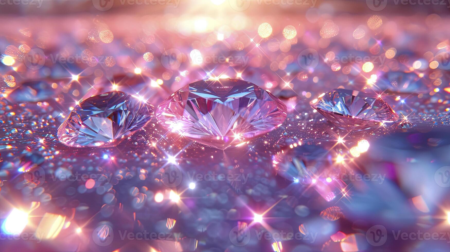 AI generated twinkling diamond light, sparkling purple, gold, and silver colors, luxurious and creative background. photo