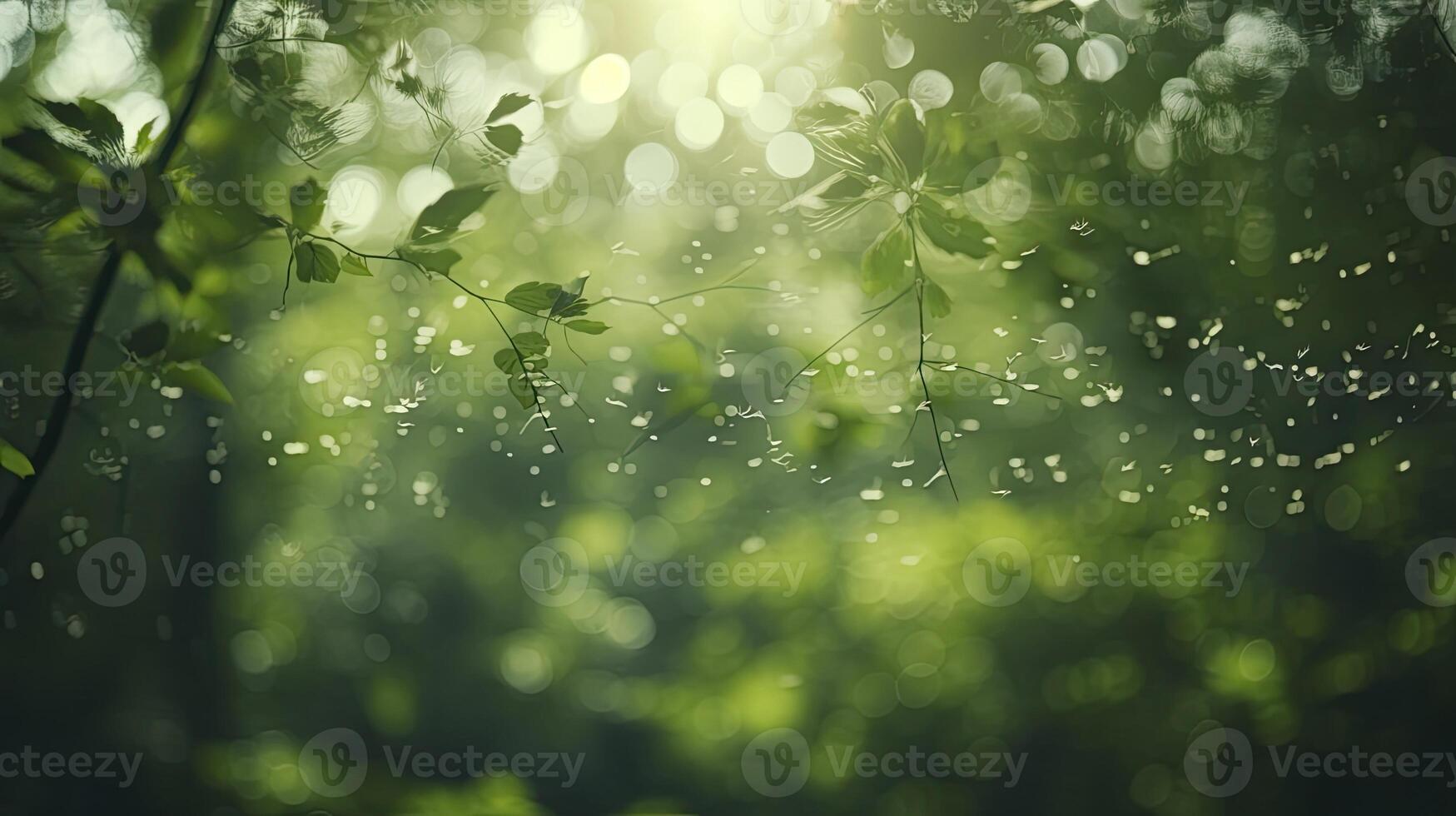 AI generated bokeh forest background, image angle from below, photo