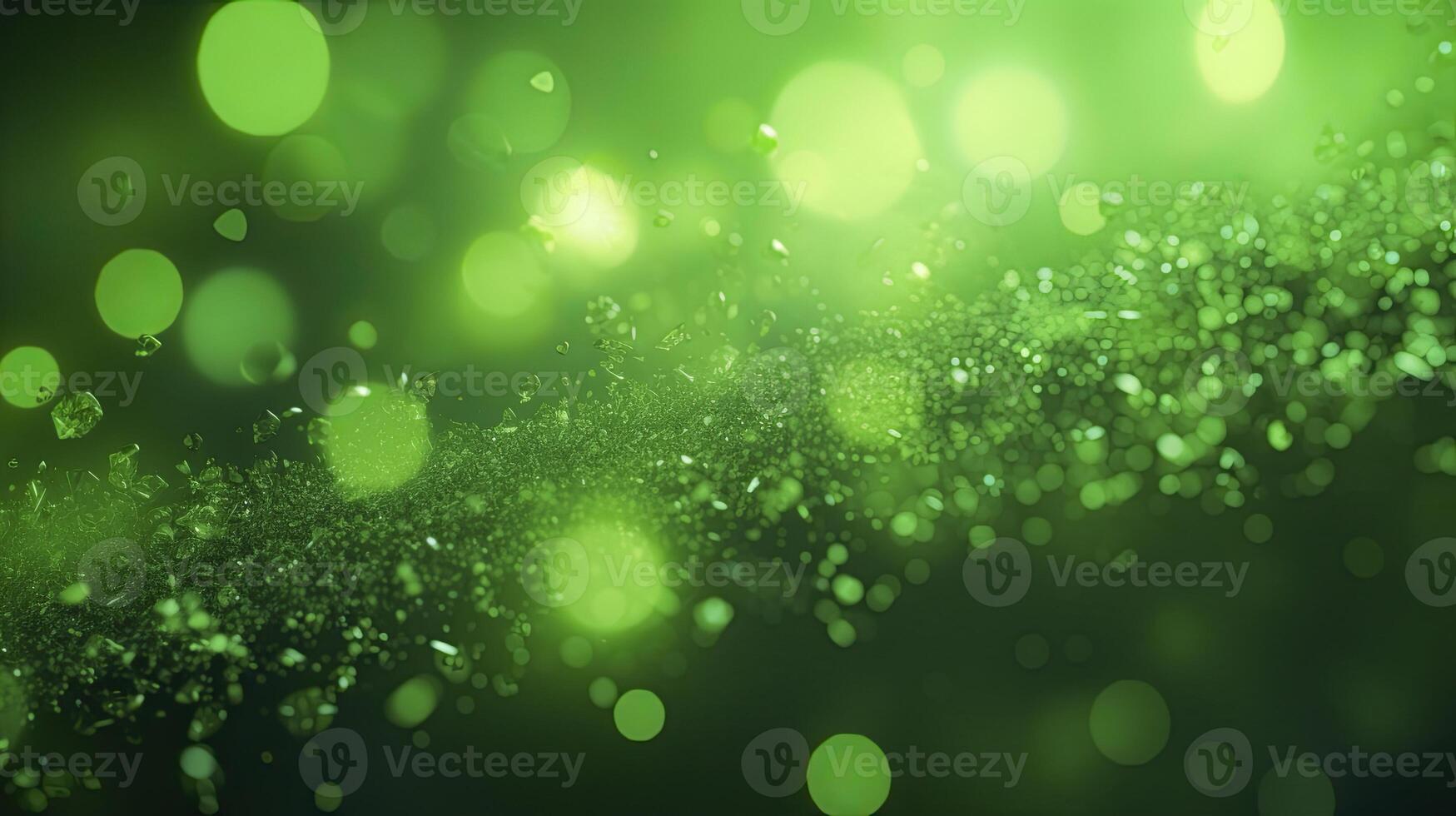 AI generated green lime glow particle abstract bokeh background photorealistic 3d render photo