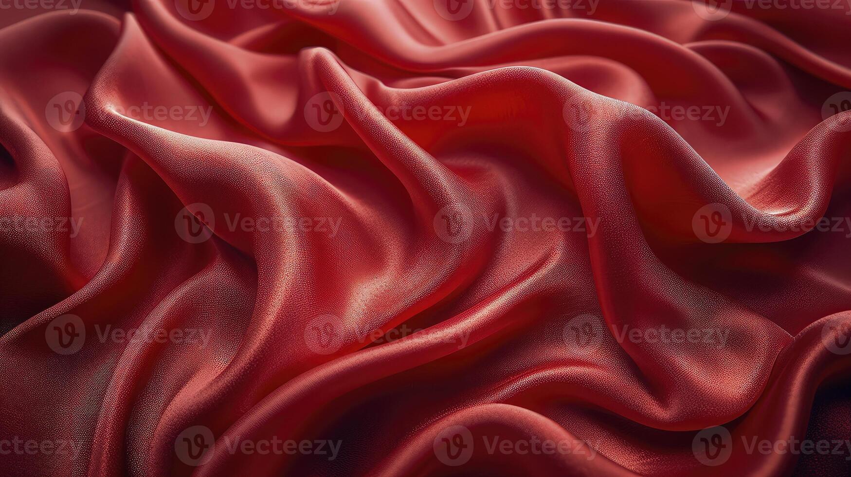 AI generated Red silk fabric background. The luxurious fabric textured is very realistic and detailed. photo