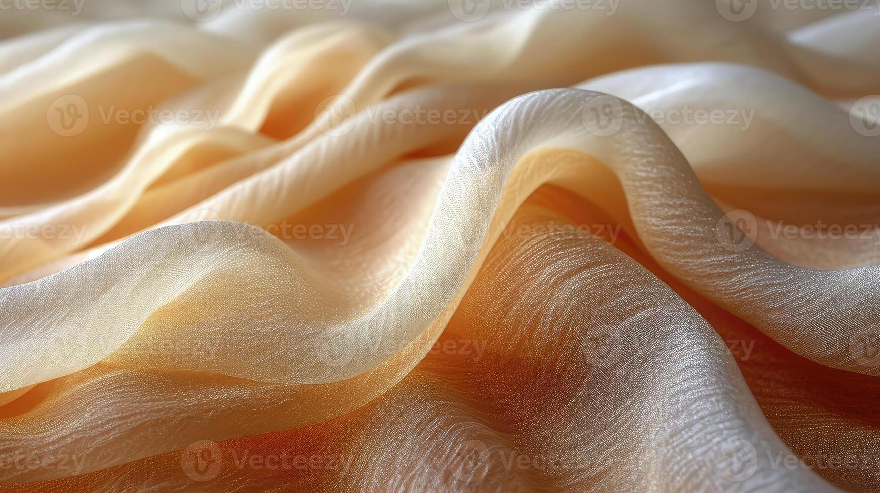 AI generated Warm toned soft silk fabric wavy background. The luxurious fabric texture is very realistic and detailed. photo