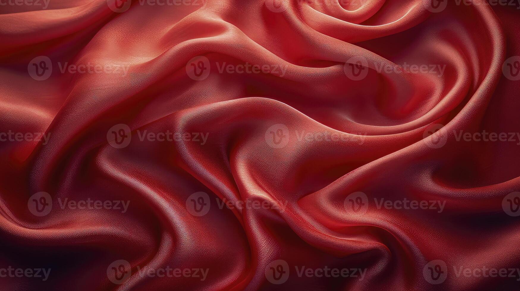 AI generated Red silk fabric background. The luxurious fabric textured is very realistic and detailed. photo