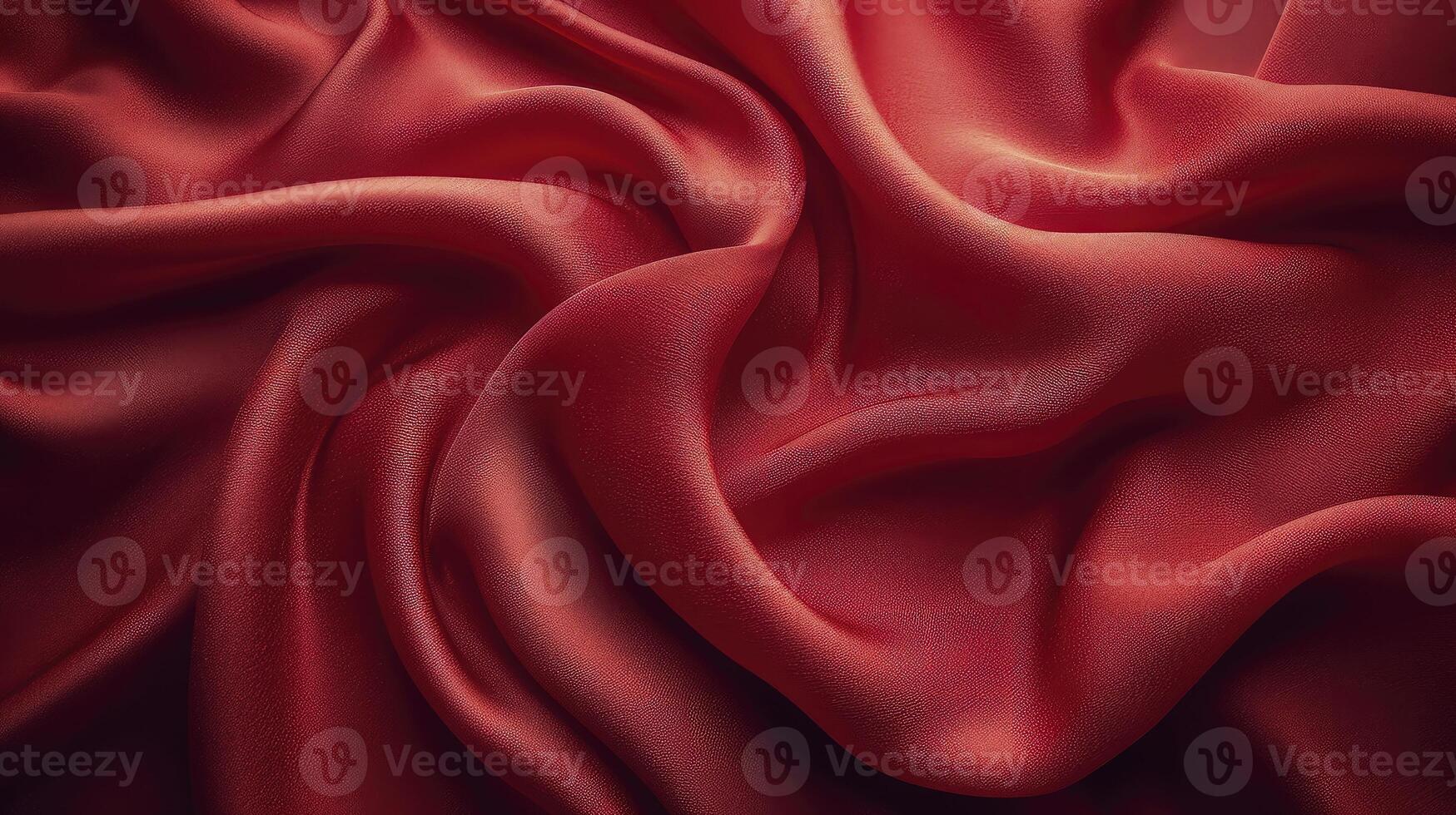 AI generated Red silk fabric background. The luxurious fabric textured is very realistic and detailed. photo