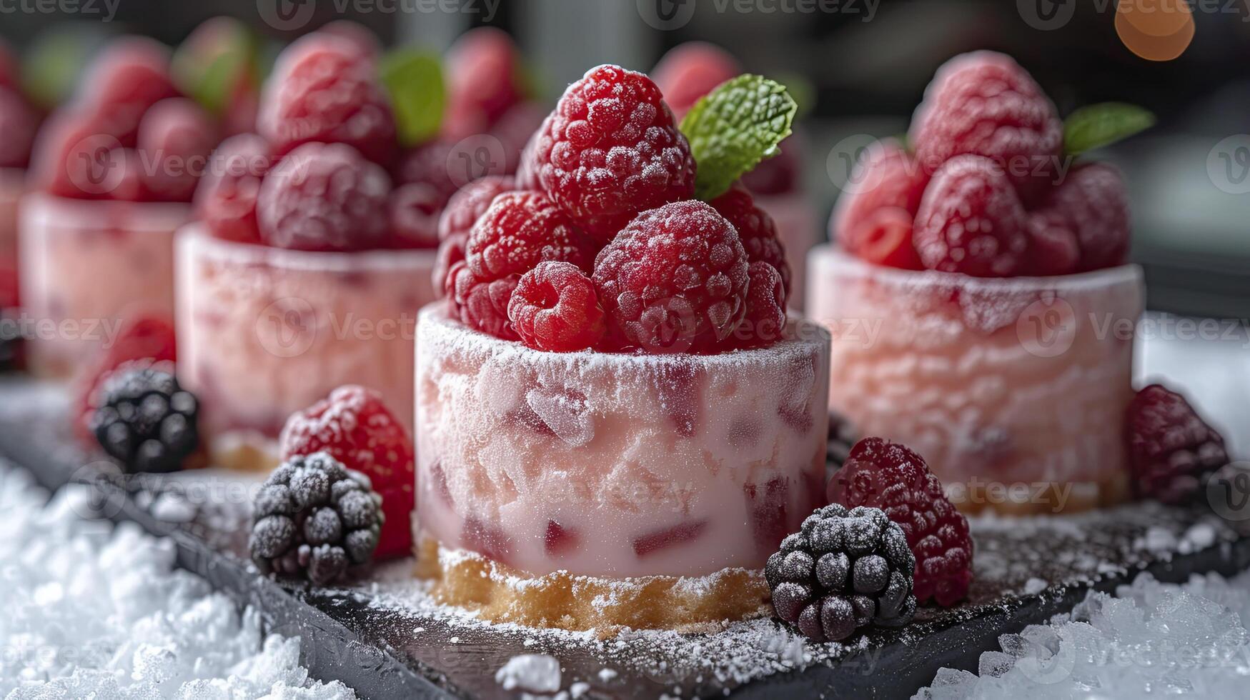 AI generated Sweet cake dessert served cold. Sweet cake and fruit dessert background. photo