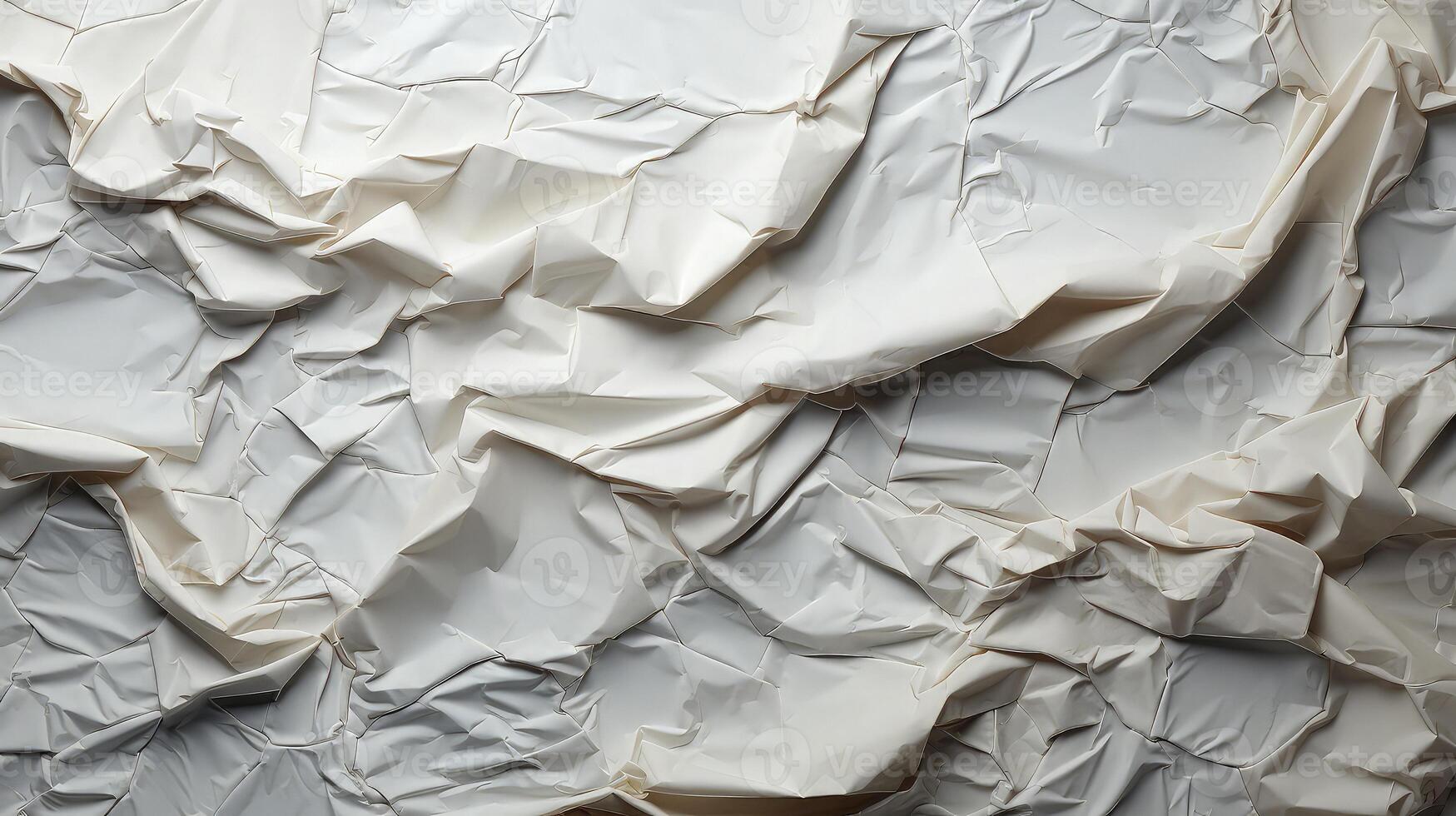 AI generated Glued white paper background. Crumpled texture background. photo