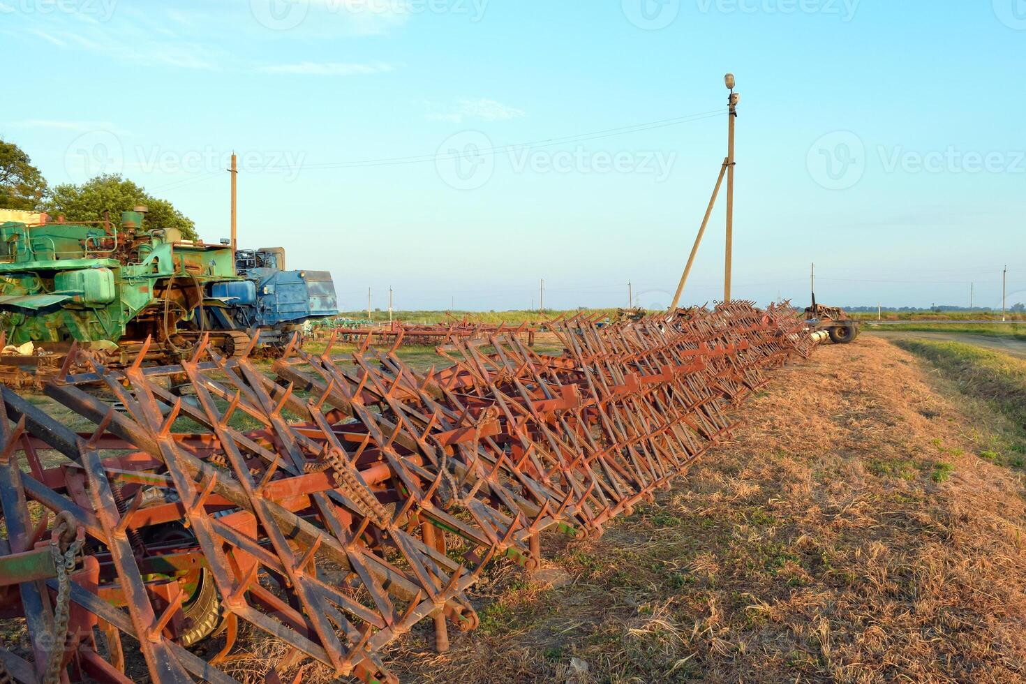 Tine harrow. Agricultural machinery and equipment. photo