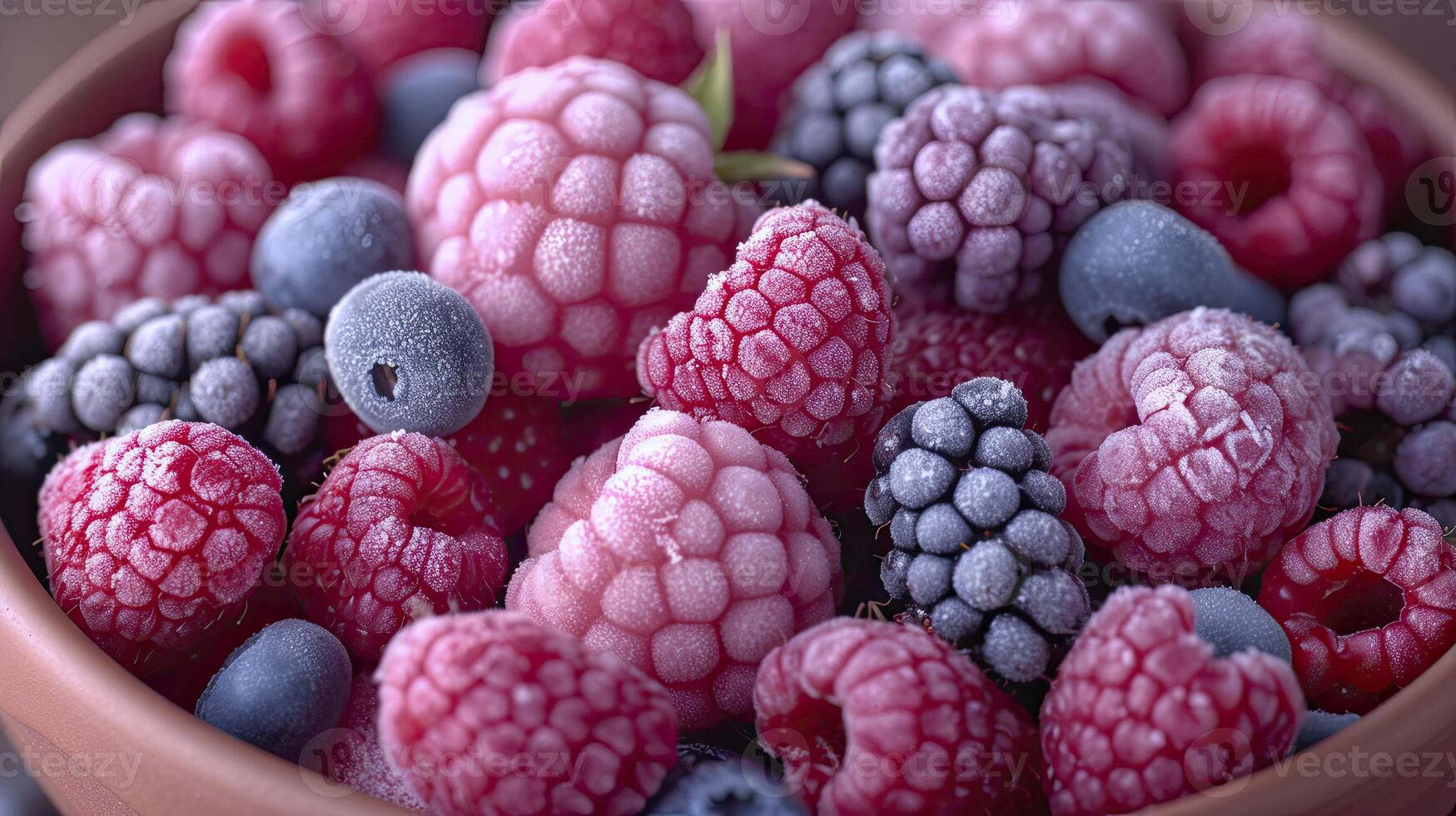 ai generado congelado baya popurrí fresas, arándanos, congelado bayas antecedentes. foto