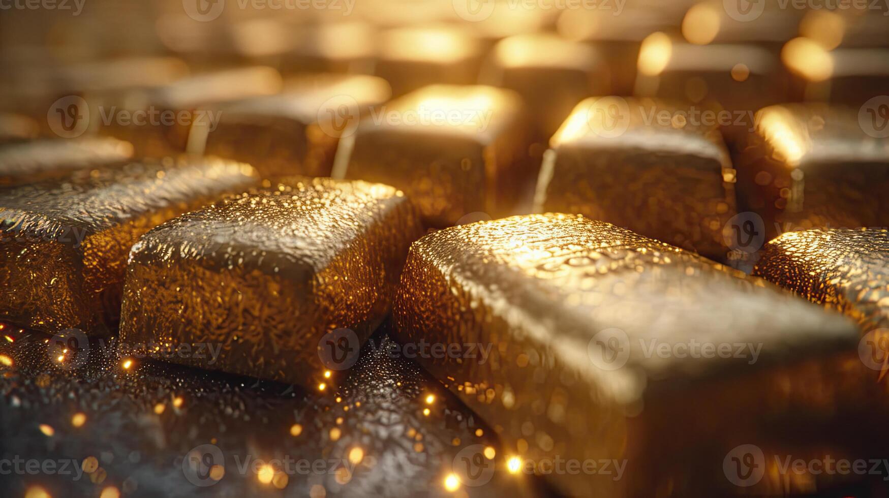 AI generated Pile of shiny gold bars. photo