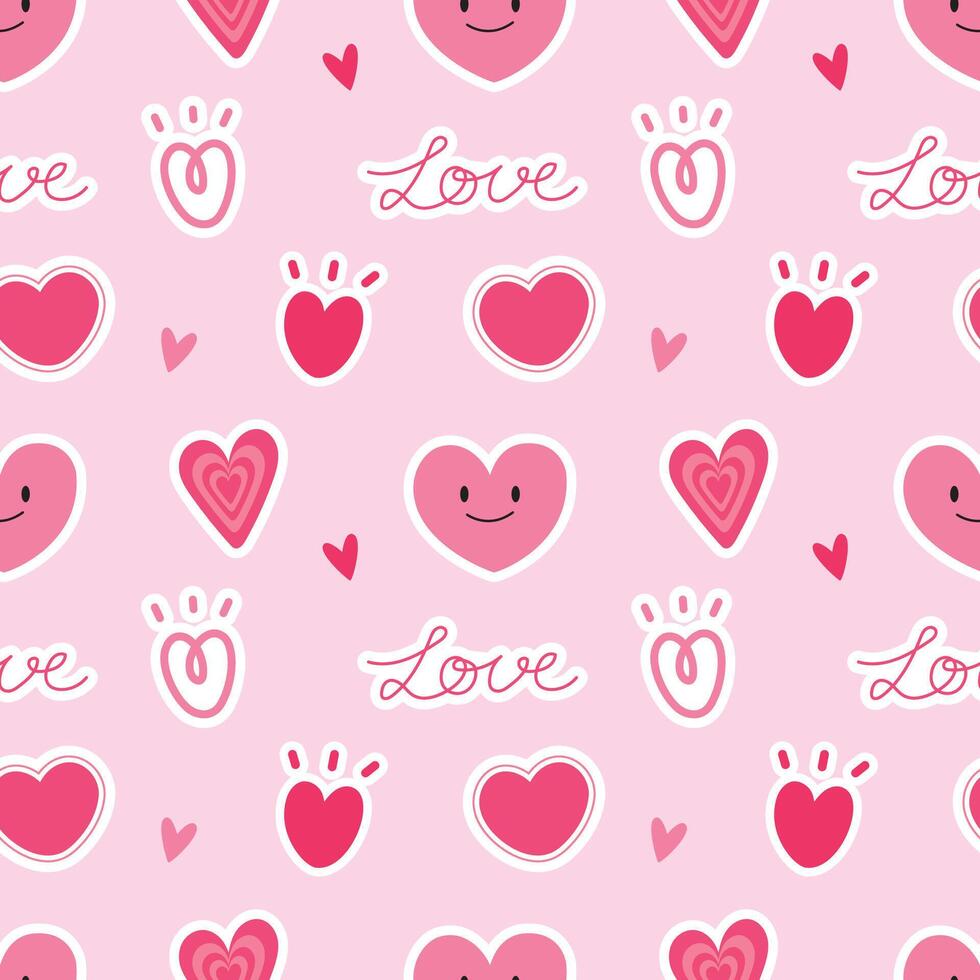 Heart and love handdrawn seamless pattern background for valentine, wrapping and wallpaper vector