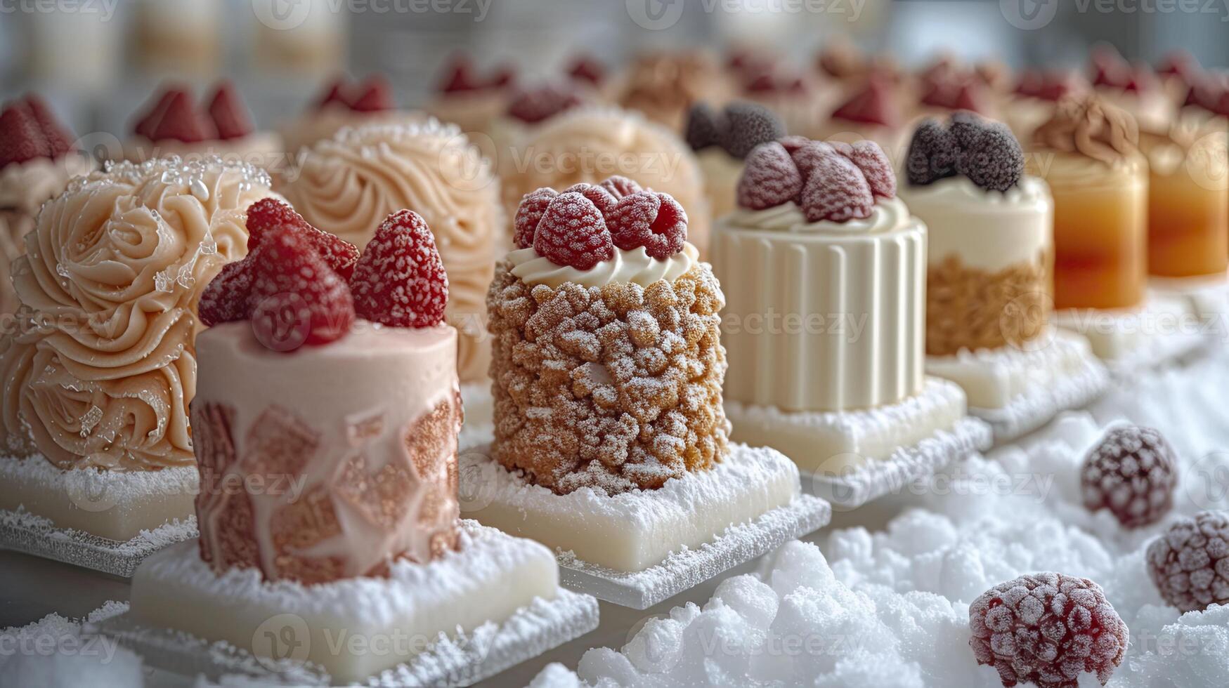 AI generated Sweet cake dessert served cold. Sweet cake and fruit dessert background. photo