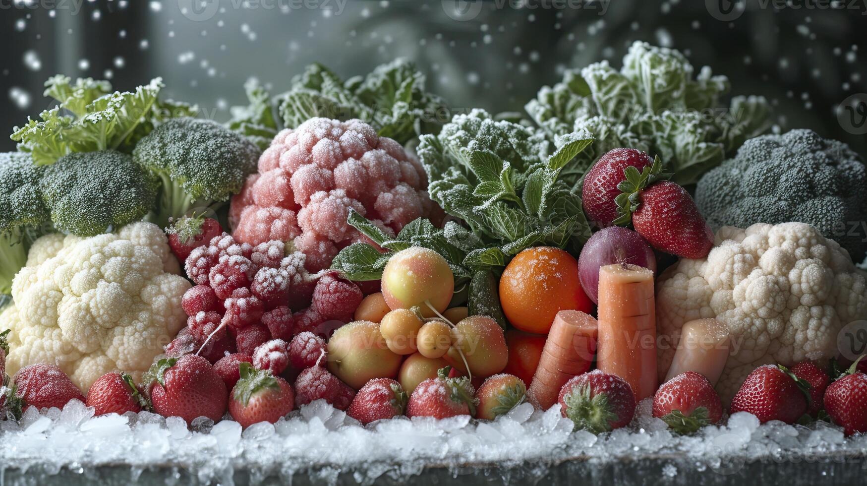 AI generated Frozen vegetables closeup photo