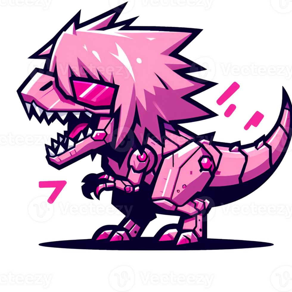 AI generated a pink dinosaur with a big head and a pink tail png