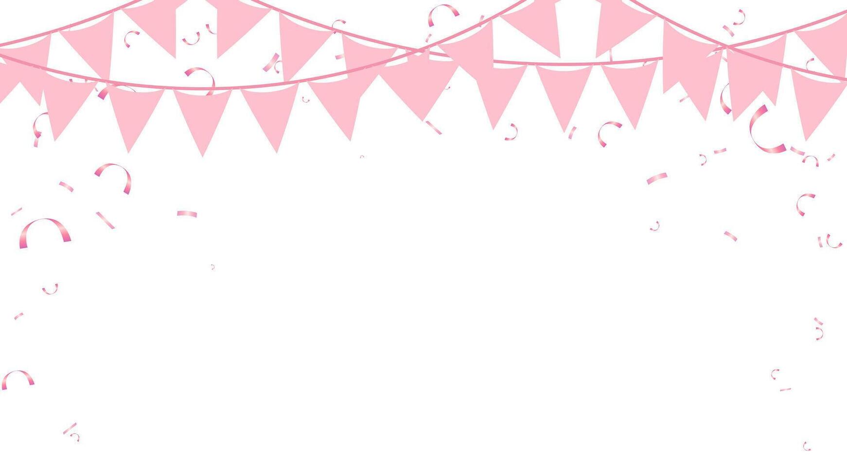 Frame triangle pennants chain and confetti for Valentine party color concept vector