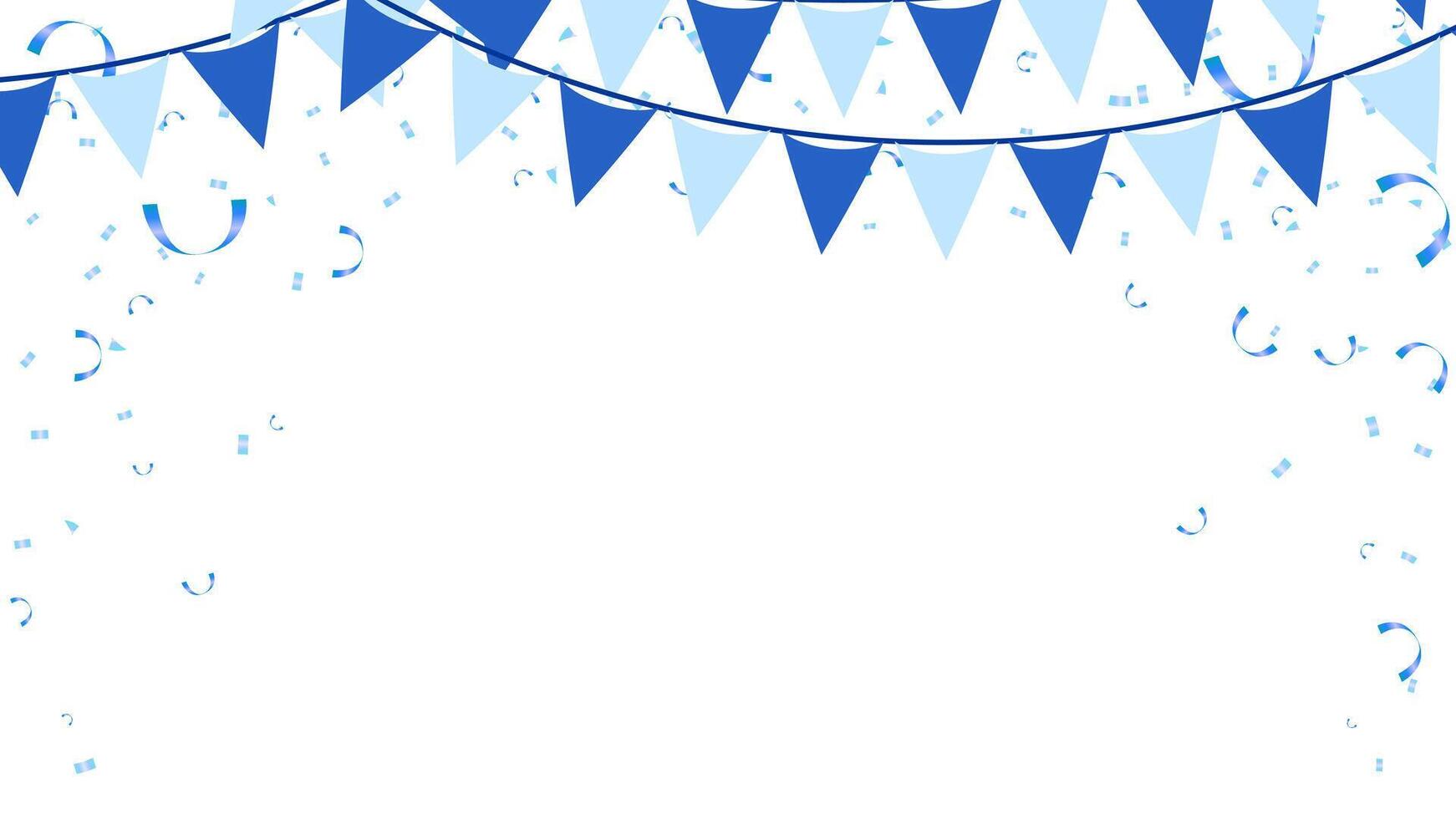 Frame blue tone color of garland, bunting flags and confetti for holiday party, festival, carnival vector