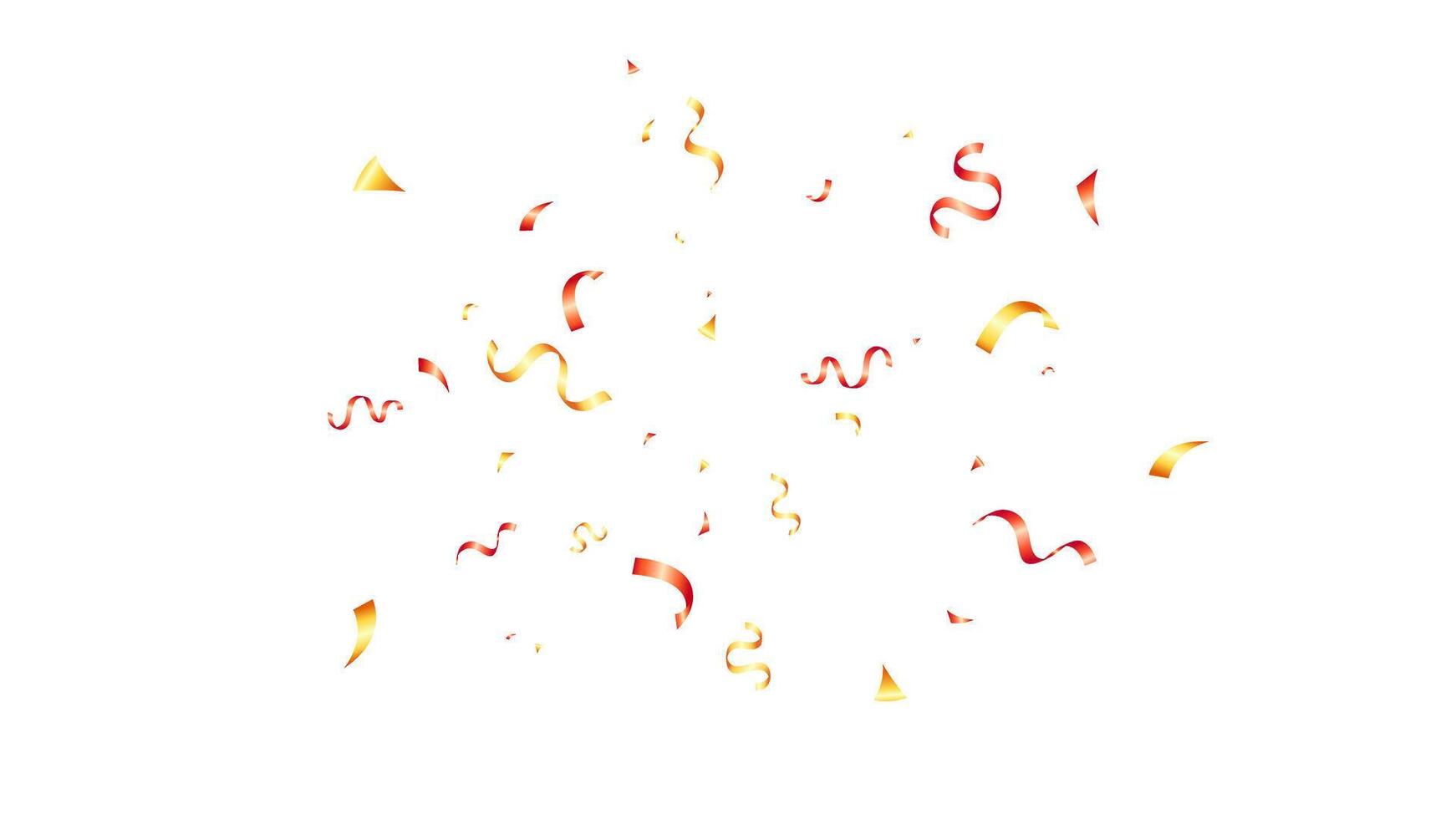 Celebration vector banner background with yellow and red winding ribbons confetti, anniversary, celebration, greeting illustration with fun explosion