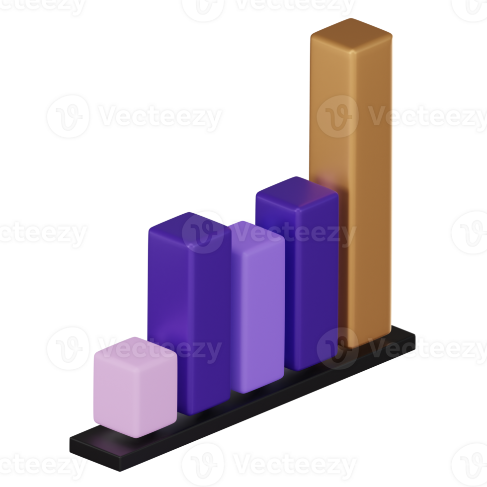 3D Icon of Bar Chart Icon for Business Analysis. 3D Render png