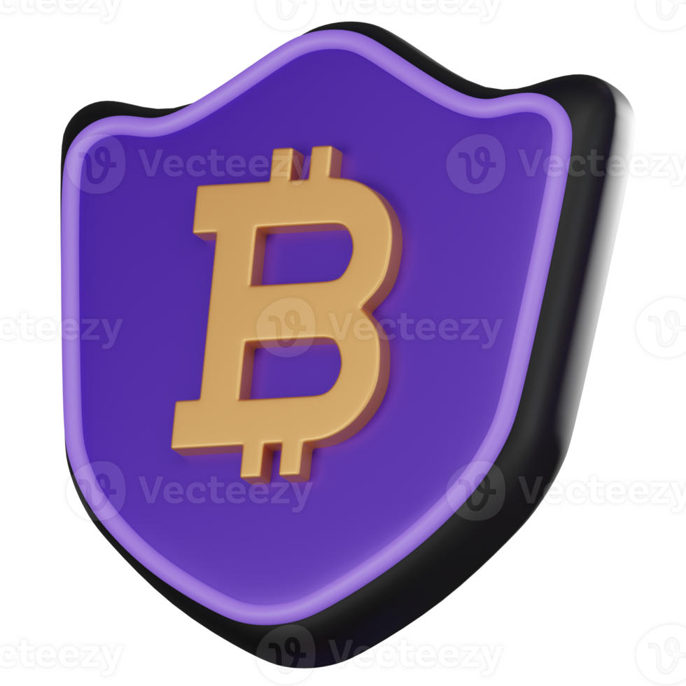Secure cryptocurrency bitcoin icon 3D render png
