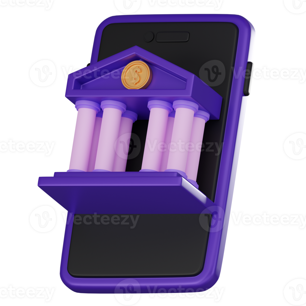 Mobile Banking, 3D Icon for Digital Finance. 3D Render png