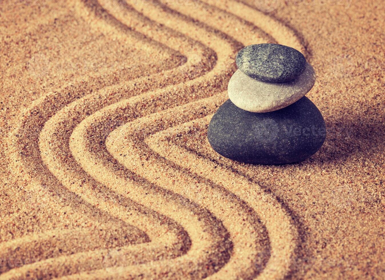 Japanese Zen stone garden photo