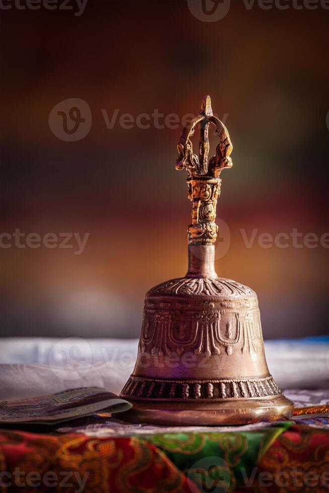 Religious bell in Buddhist monastery photo