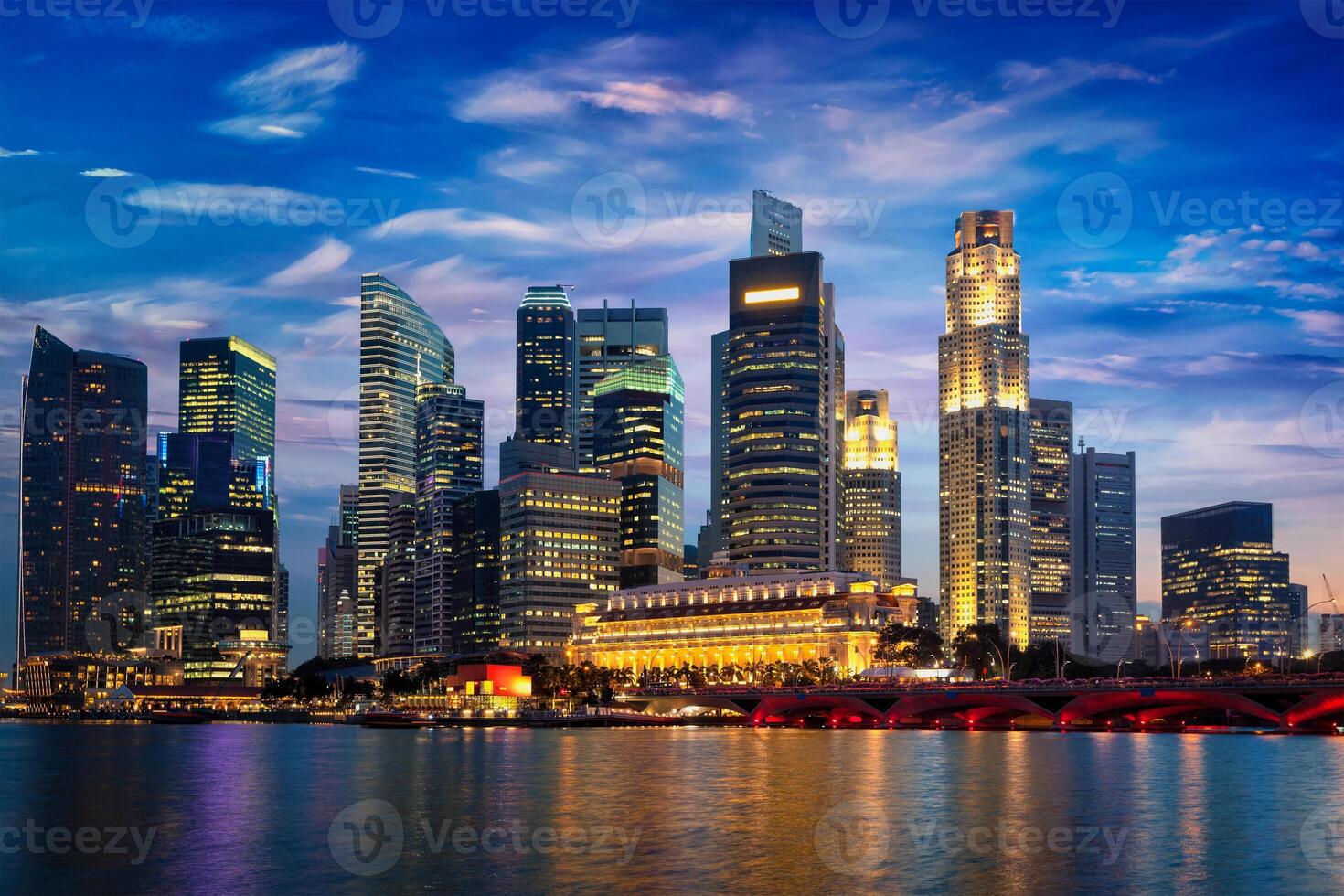Singapur horizonte en el noche foto